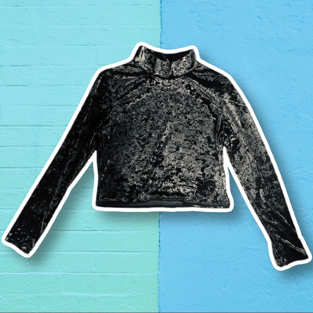 ASOS | Long Sleeve Mock Neck Velvet Shirt
